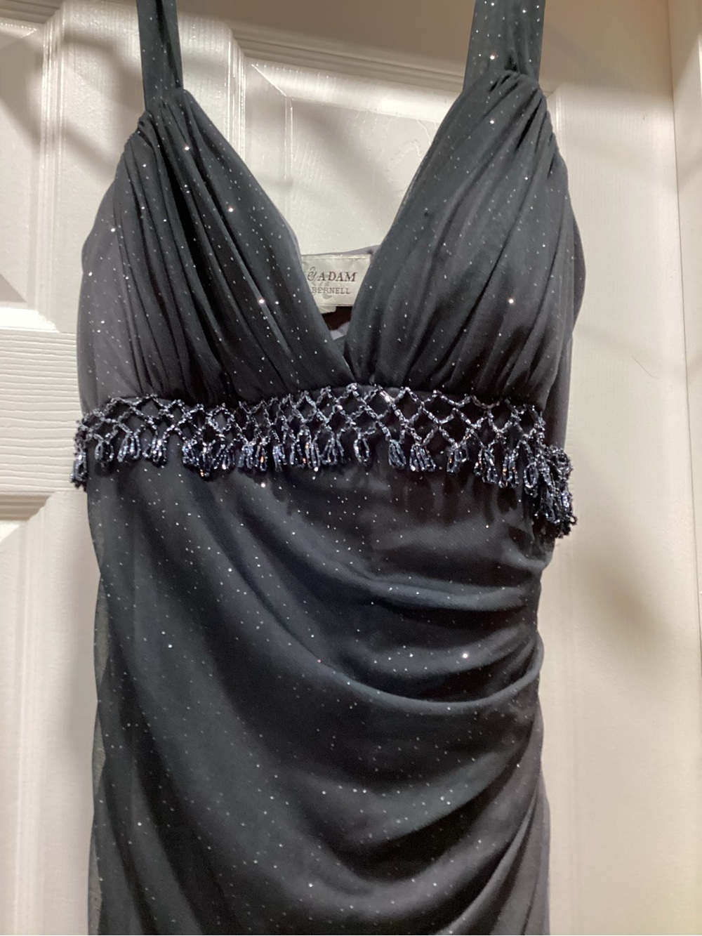 Betsy & Adam Lippes Black Beaded Empire Waist Evening Dress